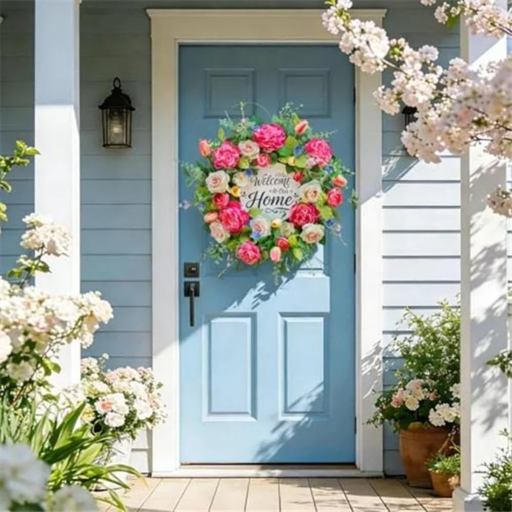 Spring Wreath for Front Door Floral Design, 24 Inch